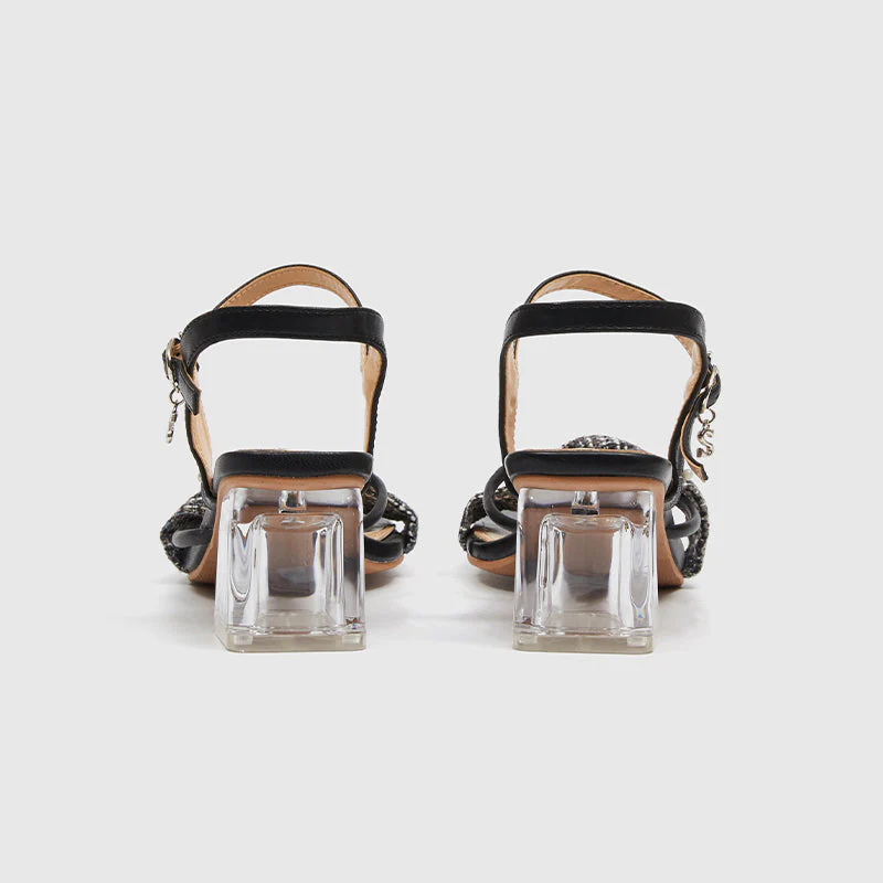 Ankle Strap Heeled Sandals Black - Image 4