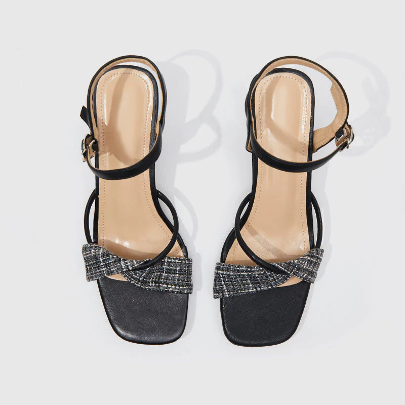 Ankle Strap Heeled Sandals Black - Image 5