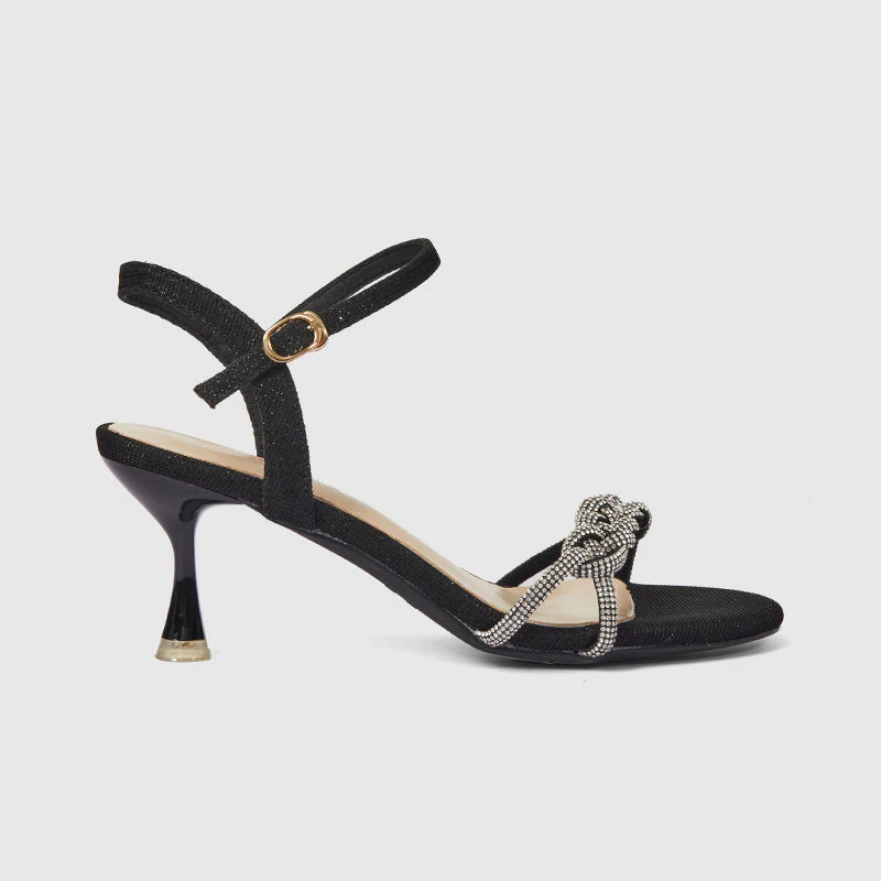 Pointed Ankle Strap High Heels Sandals Black - Image 2