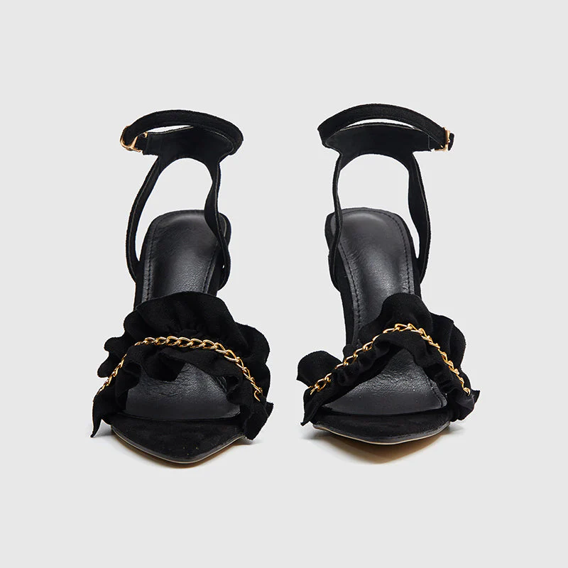 Pointy Toe High Heels Sandals Black - Image 4