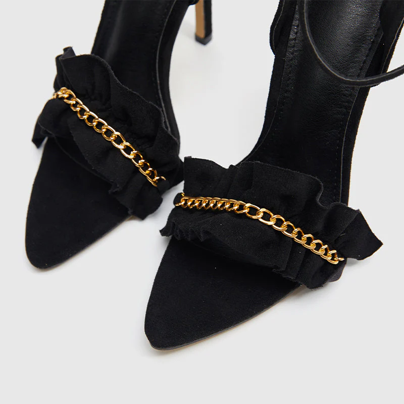 Pointy Toe High Heels Sandals Black - Image 5