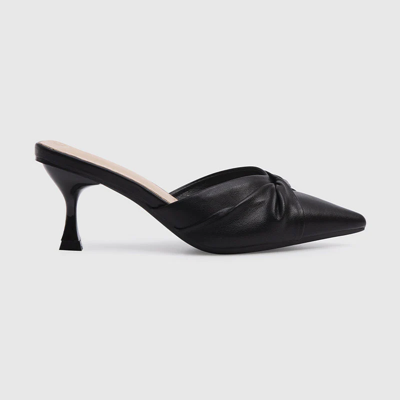Pointy Toe Thin High Heels Sandals Black - Image 2
