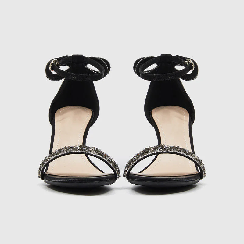 Ankle Strap Thin High Heels Sandals Black - Image 3