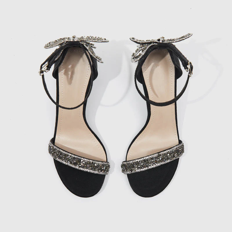 Ankle Strap Thin High Heels Sandals Black - Image 5