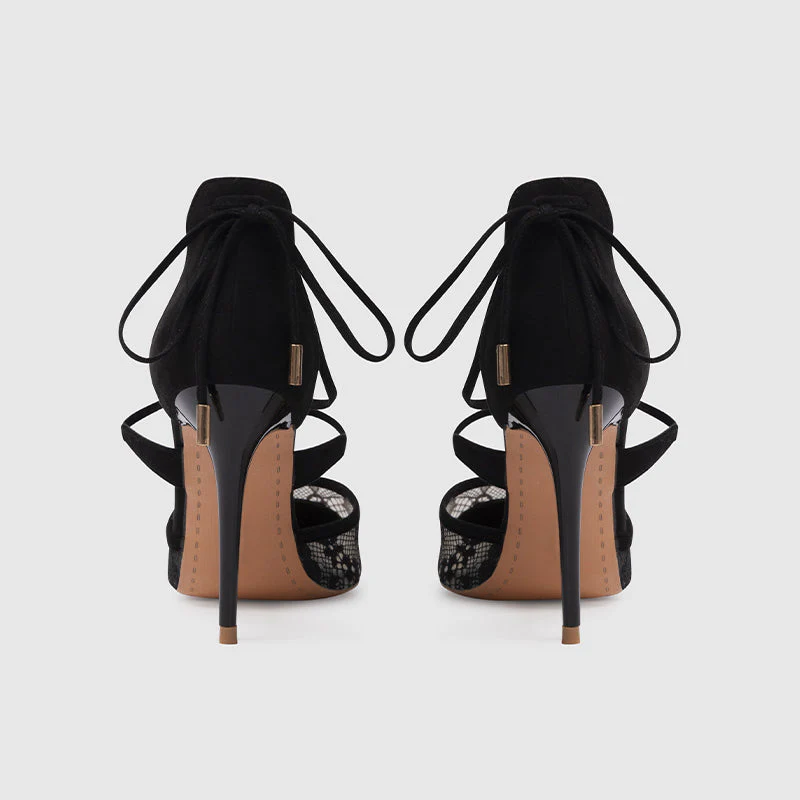 Pointed Head Cross Strap Thin Heeled Pumps - Image 4