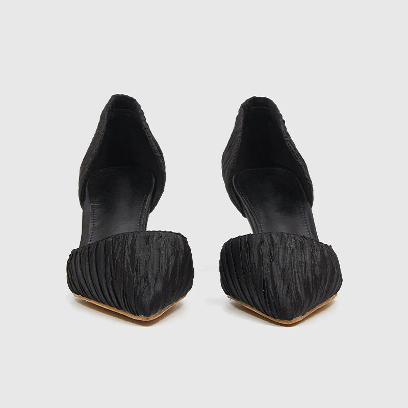 Casual Satin Pointed Hollow Pumps - Image 3