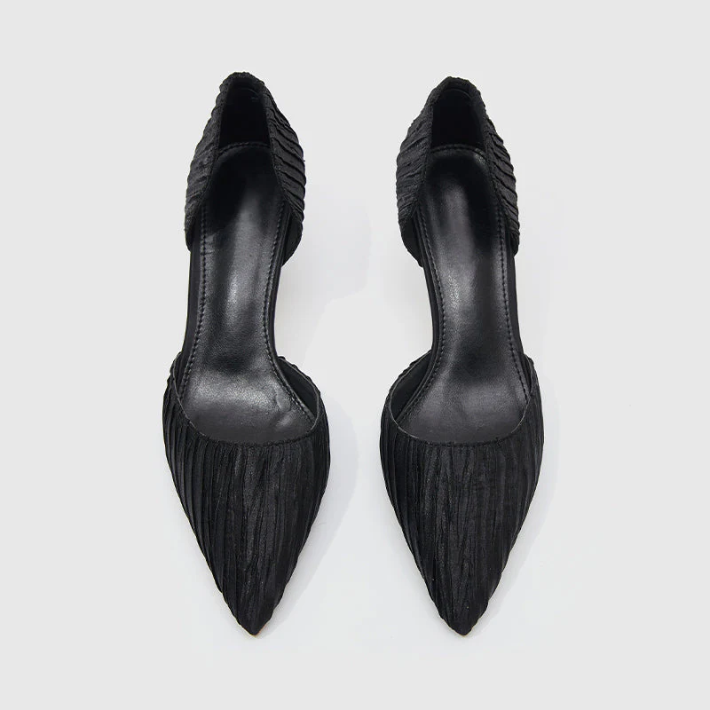 Casual Satin Pointed Hollow Pumps - Image 5
