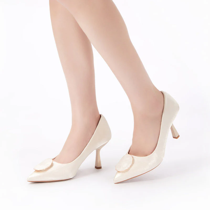 Pointy Toe Pumps Apricot - Image 4