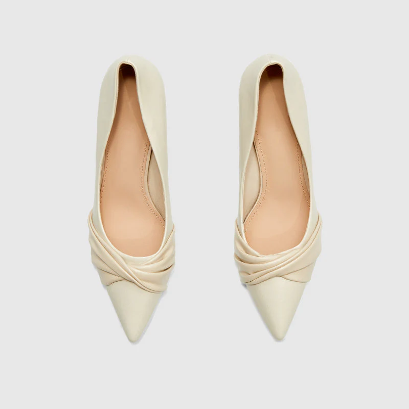 Pointy Toe Pumps Beige - - Image 6