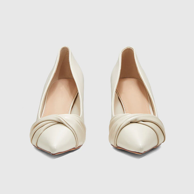 Pointy Toe Pumps Beige - - Image 8