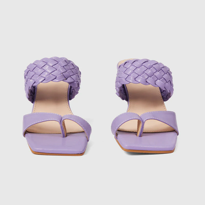 Braided Strap Chunky Sandals Purple - Image 3