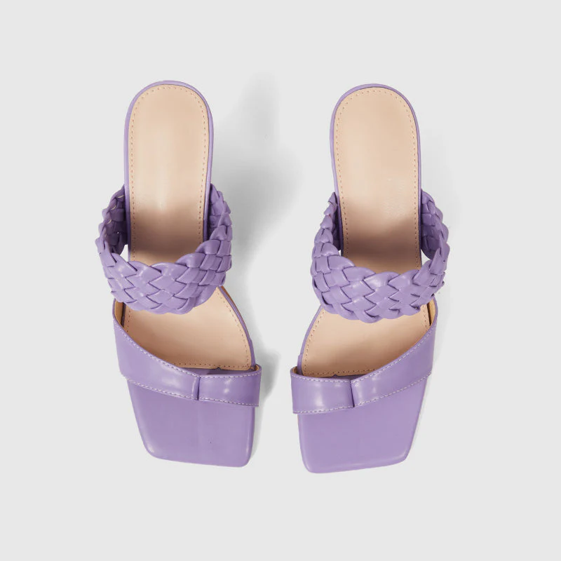 Braided Strap Chunky Sandals Purple - Image 5