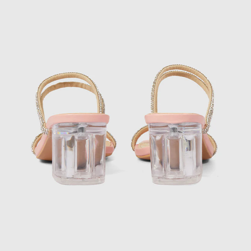 One-sidedSquare Heel Sandals Pink - Image 4