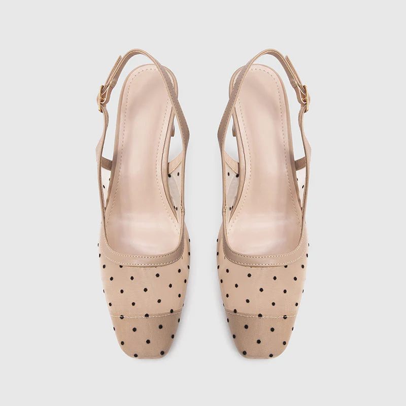 Square Toe Ankle Strap Chunky Heels Pumps - Image 5