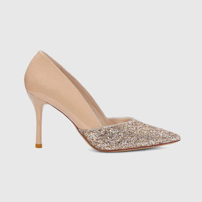 Stiletto Pointed High-heeled Pumps Apricot - Image 2