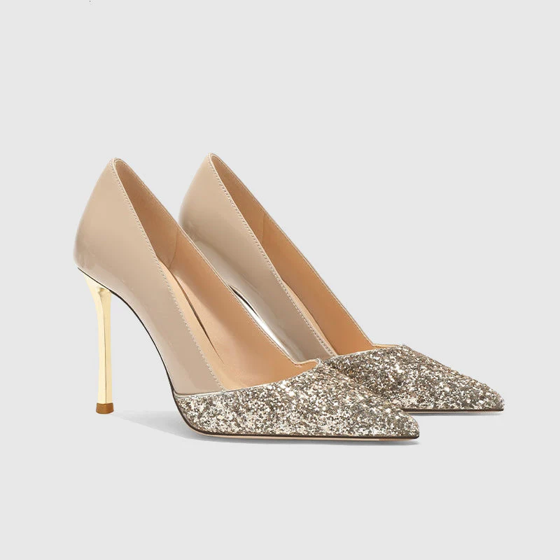 Stiletto Pointed High-heeled Pumps Apricot - Image 4
