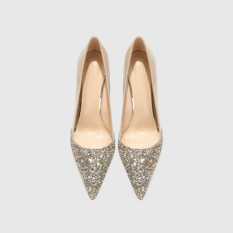 Stiletto Pointed High-heeled Pumps Apricot - Image 6