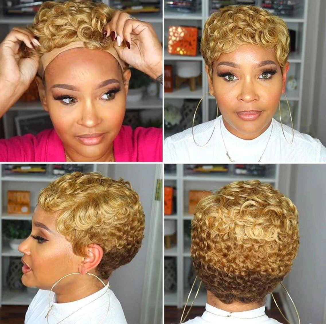 Short Hair Hand Wrapped Chemical Fiber Wig - Image 2