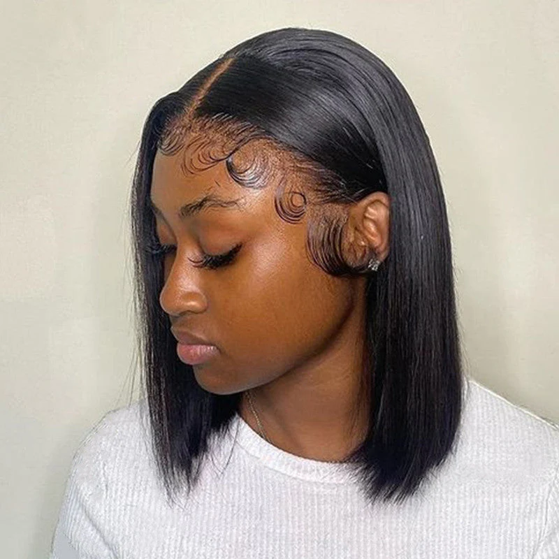 Short Straight Front Lace Wig Chemical Fiber Full-head Wig Natural - Image 3