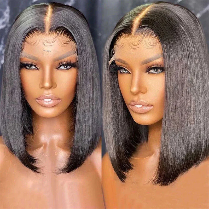 Short Straight Front Lace Wig Chemical Fiber Full-head Wig Natural - Image 4