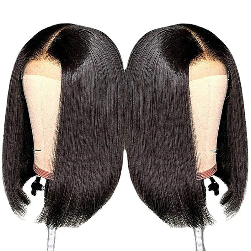 Short Straight Front Lace Wig Chemical Fiber Full-head Wig Natural - Image 5