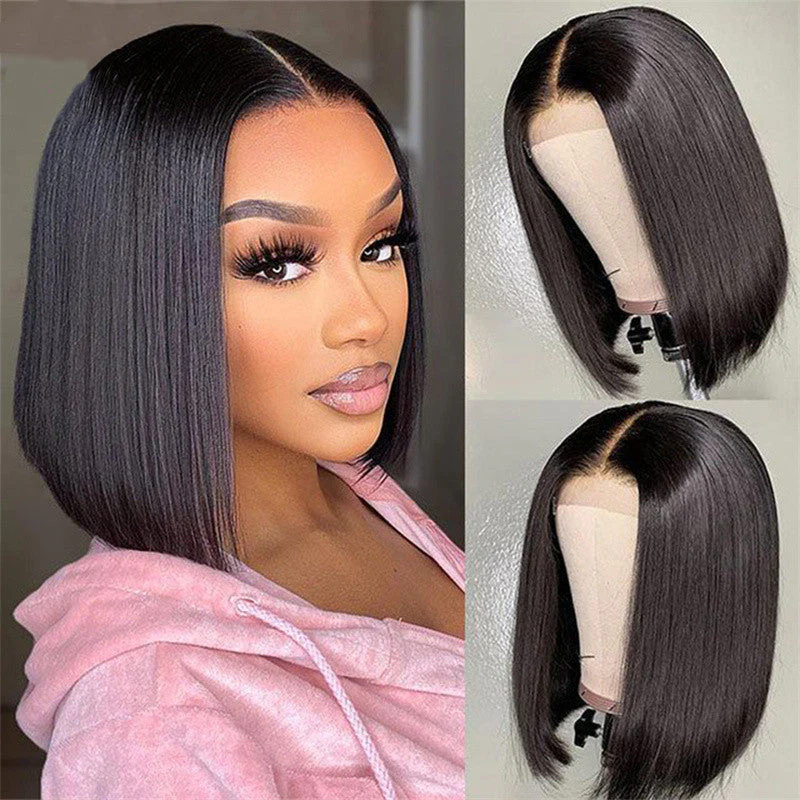Short Straight Front Lace Wig Chemical Fiber Full-head Wig Natural - Image 6