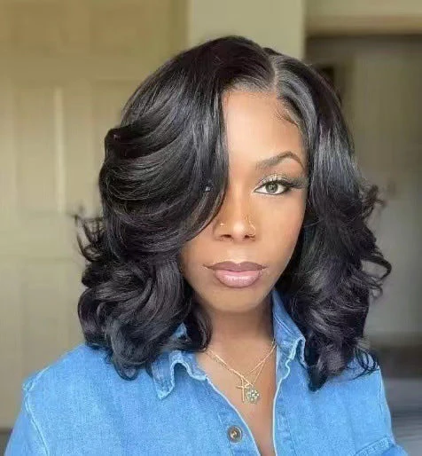 Short Straight Hair Side Bangs High-temperature Fiber Wig
