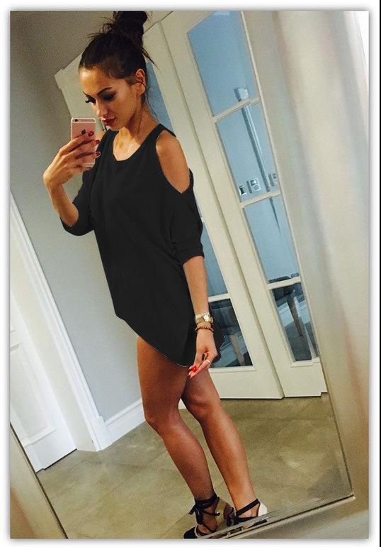 Shoulder Cut-Out Long T-Shirt - Image 2