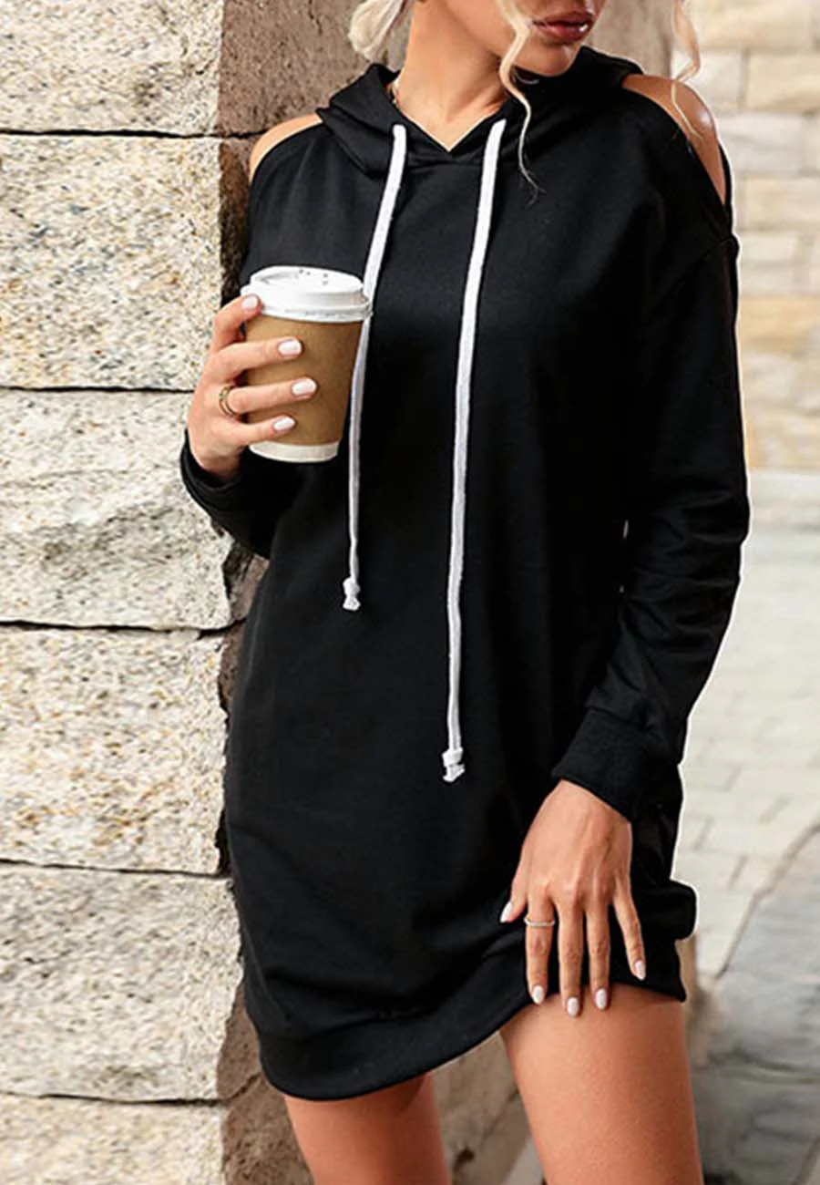 Shoulder Cutout Hoodie Dress - Image 2