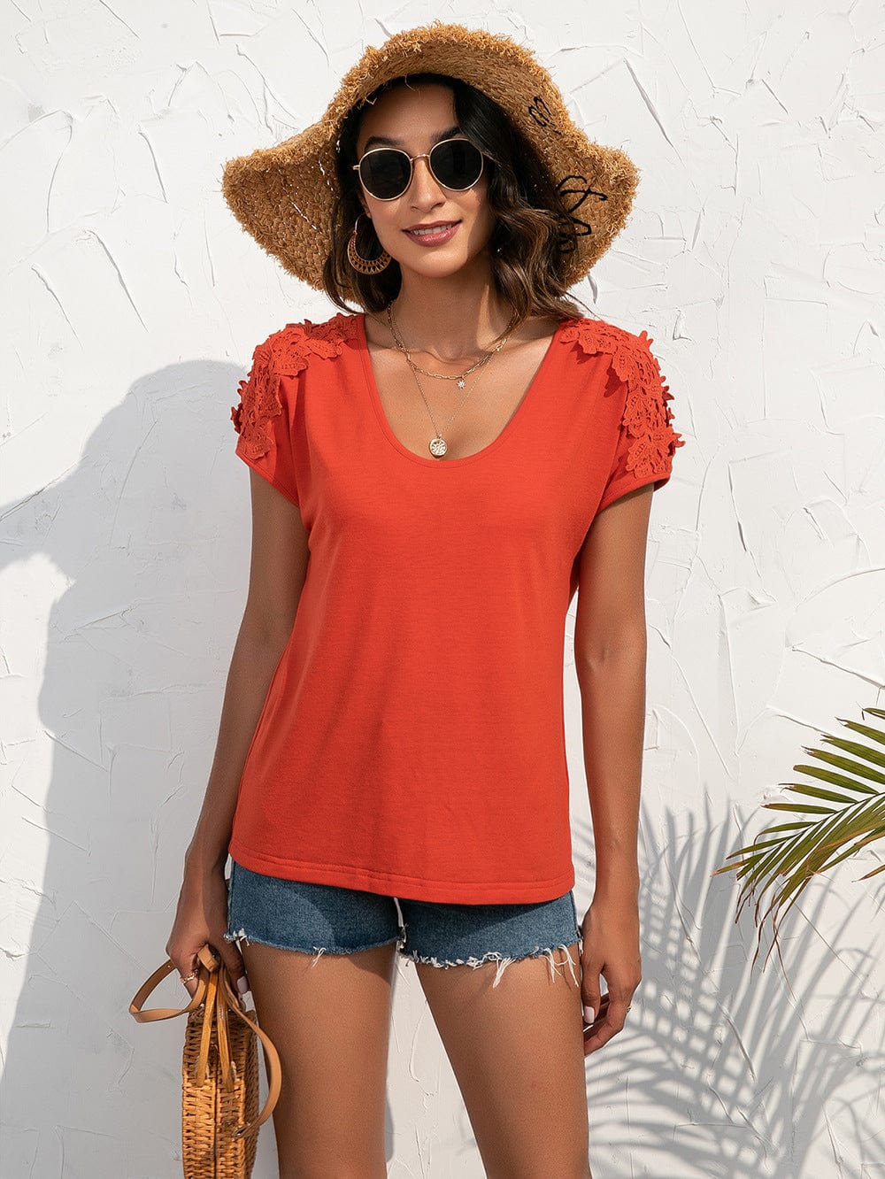Shoulder Cutout Lace Sleeve Shirt - Image 15