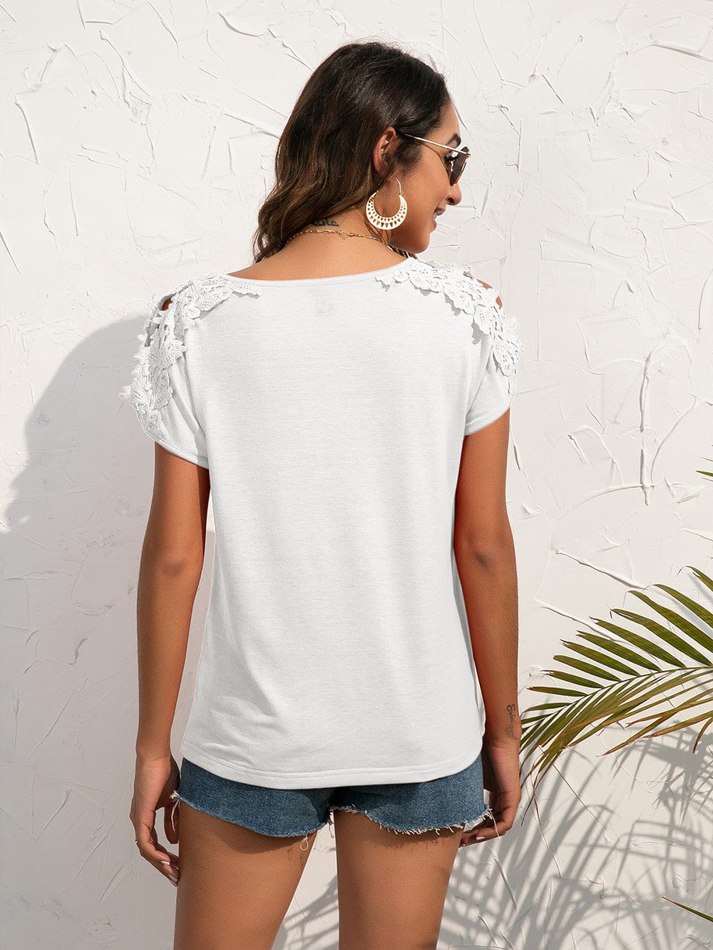 Shoulder Cutout Lace Sleeve Shirt - Image 17