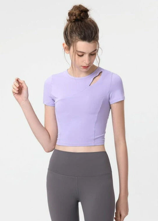 Shoulder Slit Cropped Active Top - Image 12