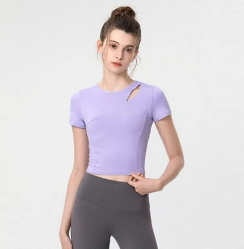 Shoulder Slit Cropped Active Top - Image 13