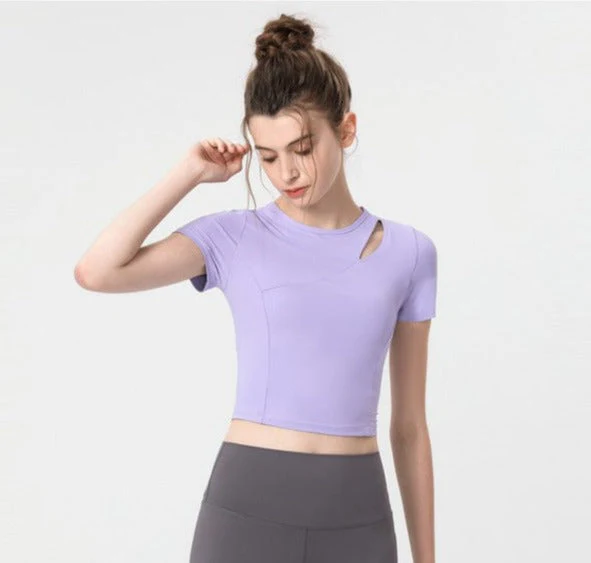 Shoulder Slit Cropped Active Top - Image 14