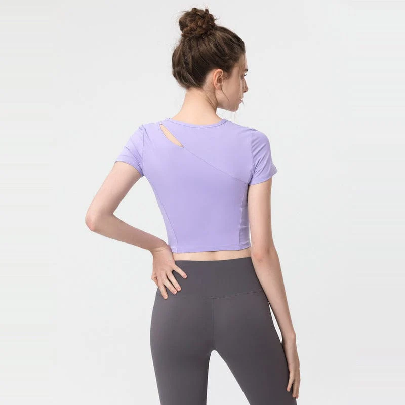 Shoulder Slit Cropped Active Top - Image 15