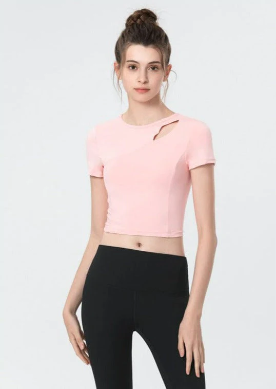 Shoulder Slit Cropped Active Top - Image 16