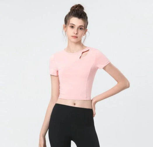 Shoulder Slit Cropped Active Top - Image 17