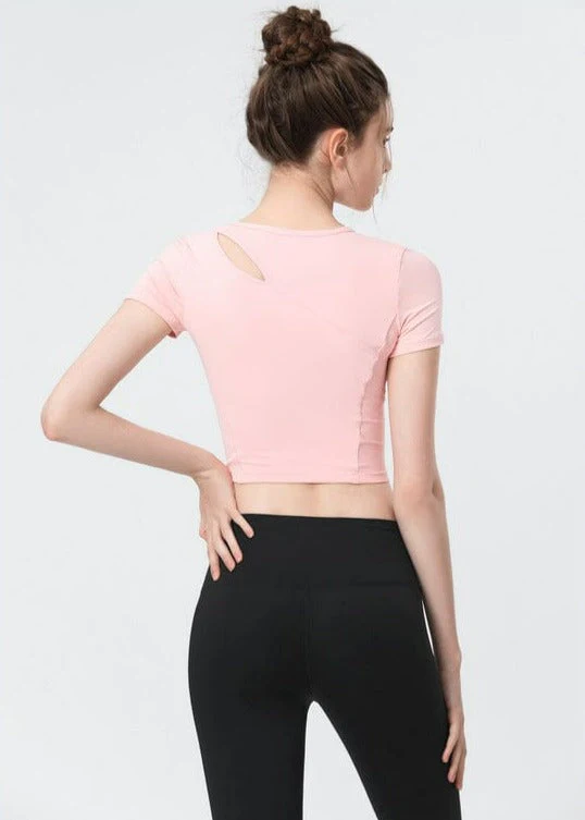 Shoulder Slit Cropped Active Top - Image 18