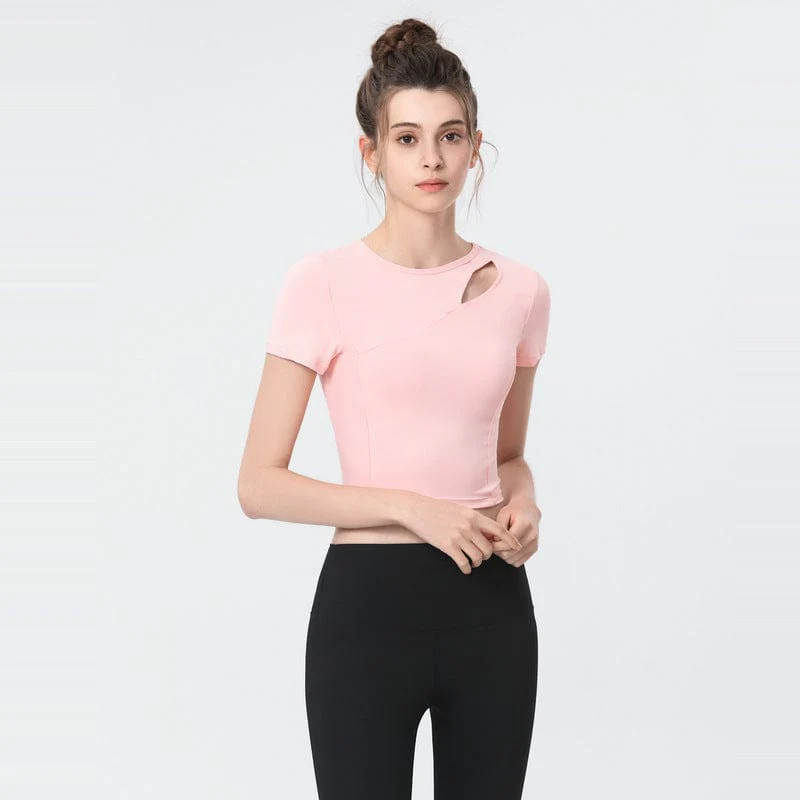 Shoulder Slit Cropped Active Top - Image 19