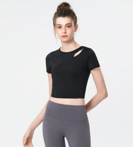 Shoulder Slit Cropped Active Top - Image 2