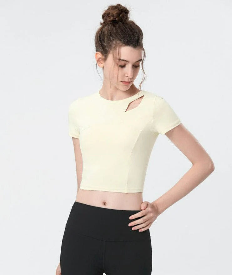 Shoulder Slit Cropped Active Top - Image 20