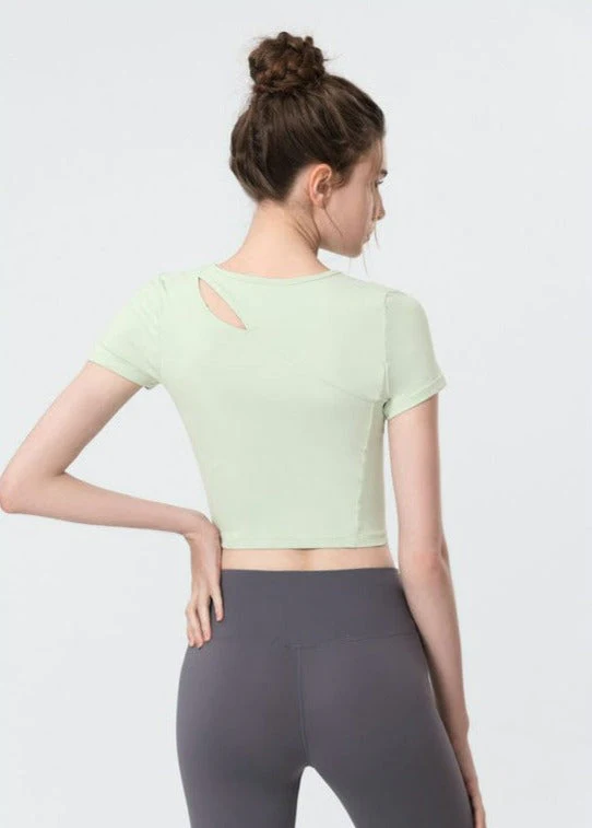 Shoulder Slit Cropped Active Top - Image 6
