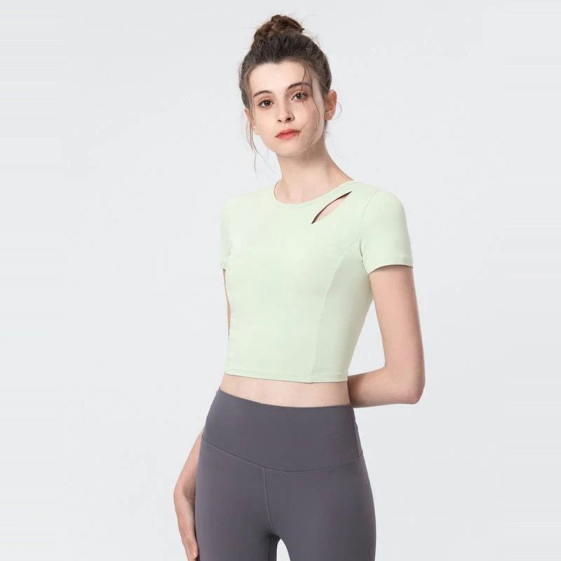 Shoulder Slit Cropped Active Top - Image 7