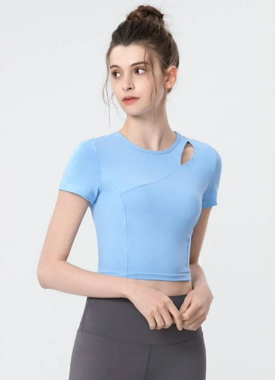 Shoulder Slit Cropped Active Top - Image 8