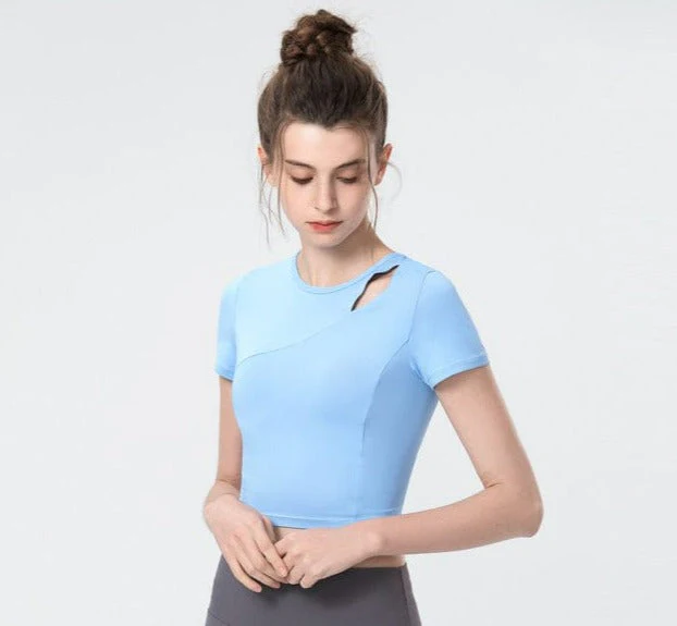 Shoulder Slit Cropped Active Top - Image 9
