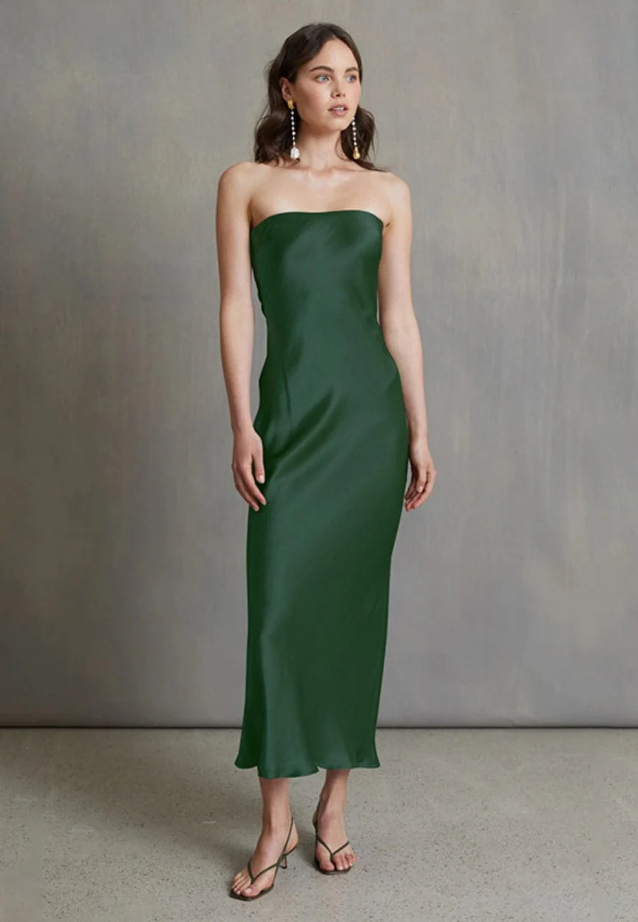 Silky Strapless Maxi Dress