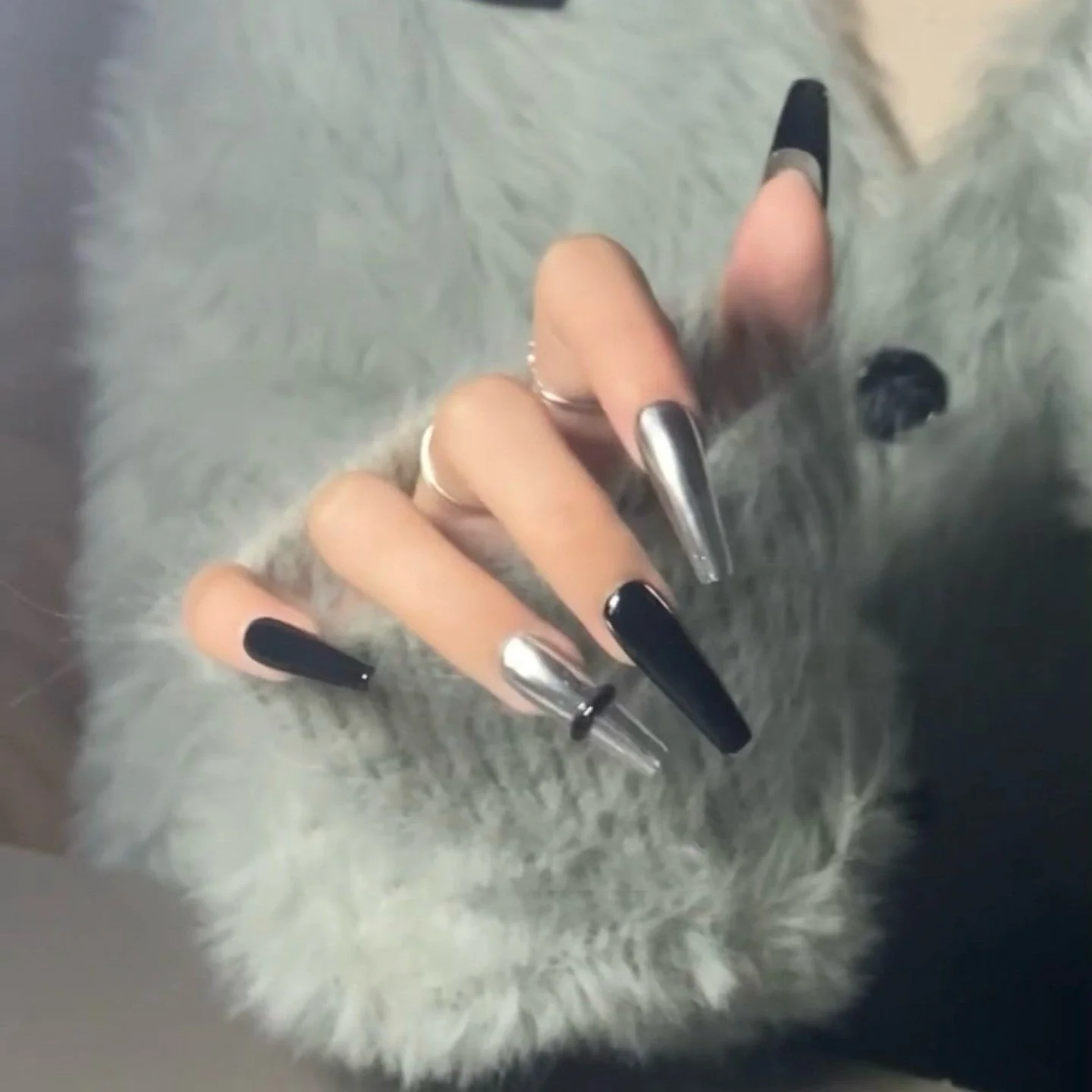 Silver Black Super Cool Nail Stickers - Image 9
