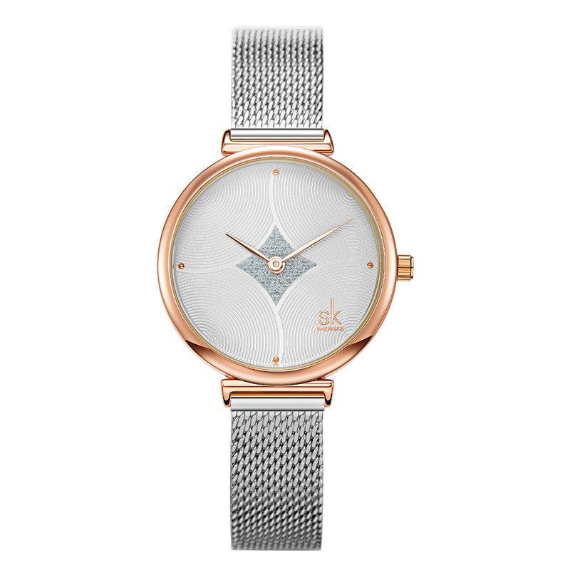 Simple Steel Mesh Two-Needle Watch - Image 2