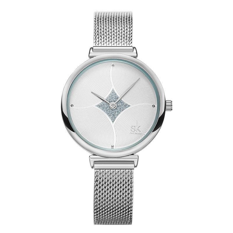 Simple Steel Mesh Two-Needle Watch - Image 4