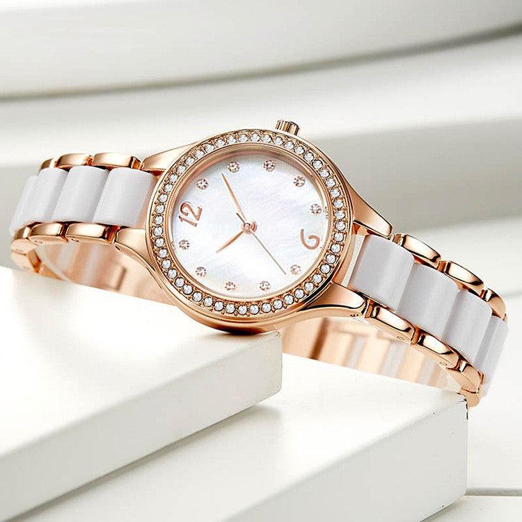 Simple Waterproof Ceramic Watch With Diamonds - Image 2